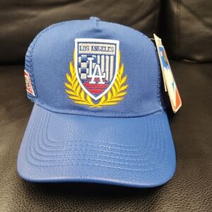 Pro Standard Los Angeles Dodgers Fast Lane Logo Wool Trucker Strapback Blue Read